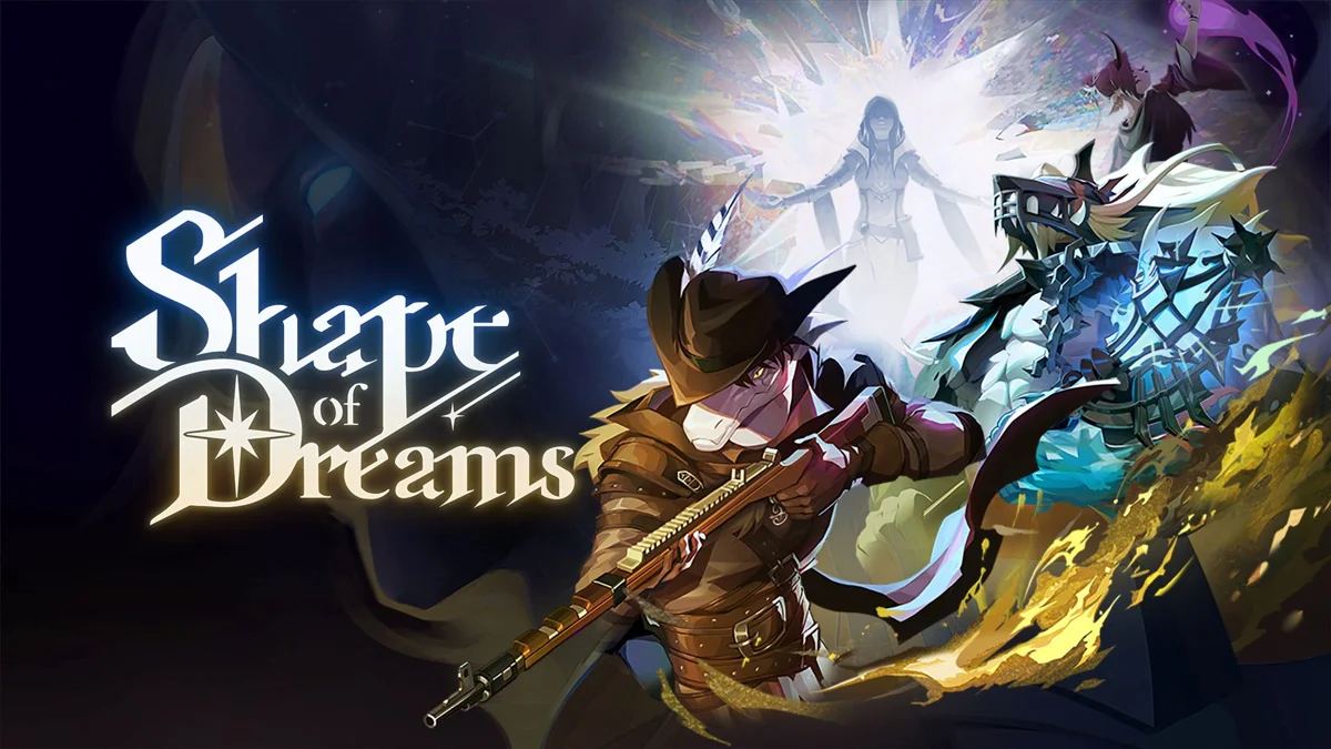 Shape of Dreams 제목과 총을 든 여행자 등 주요 인물이 함께 등장하는 공식 키아트